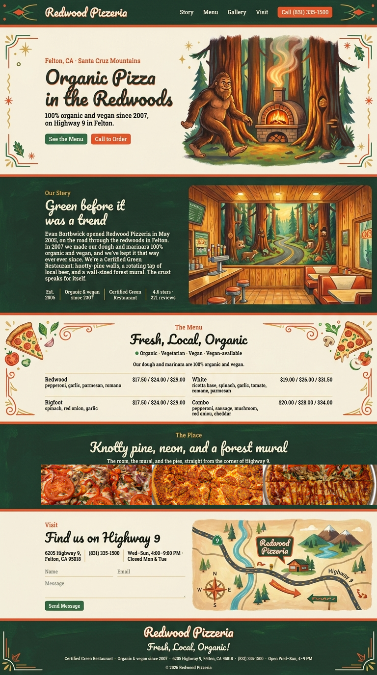 Redwood Pizzeria mock